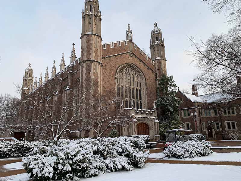 Graham Chapel on a snowy day