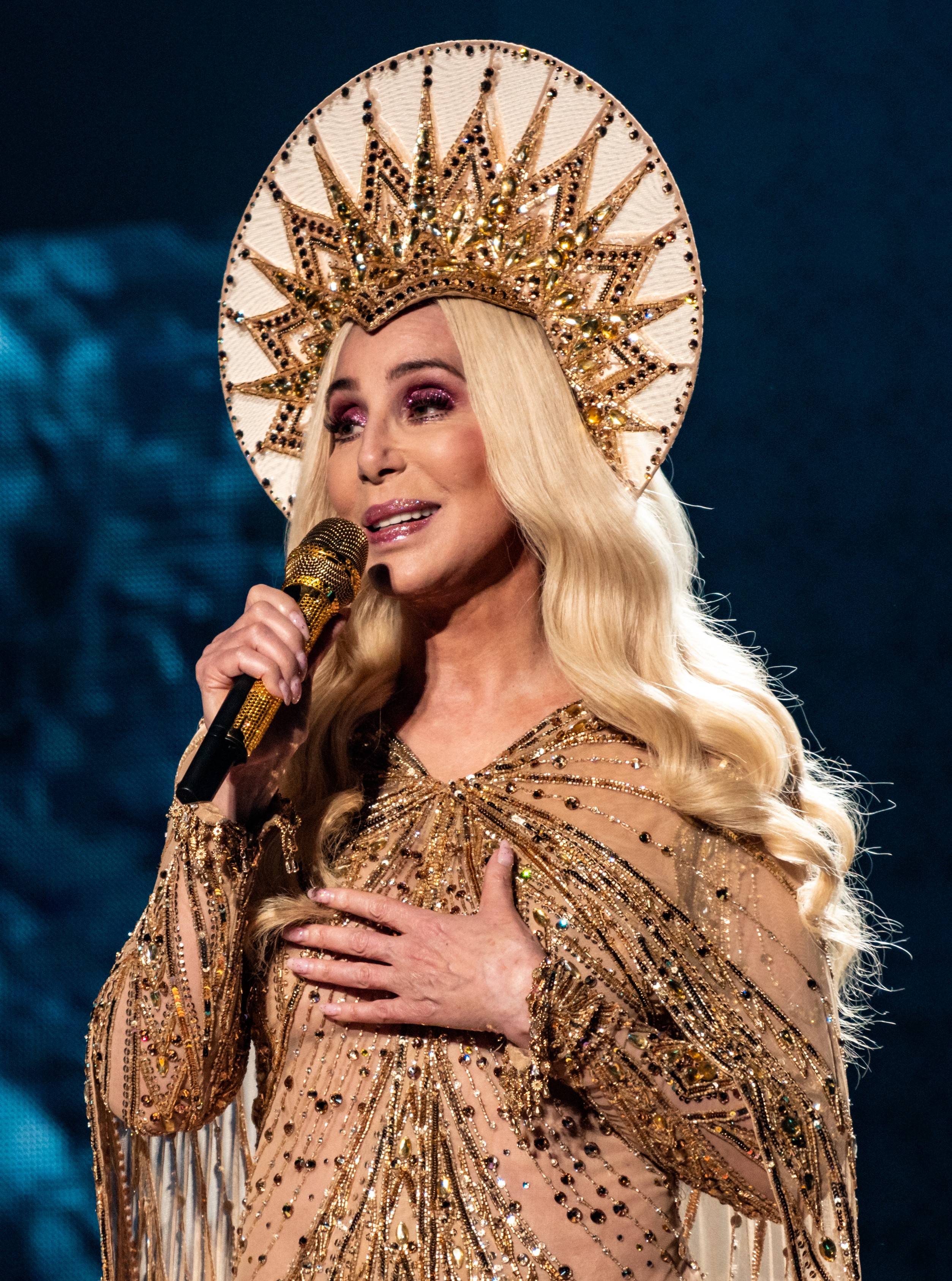 Cher performing in London during her Here We Go Again Tour in October 2019